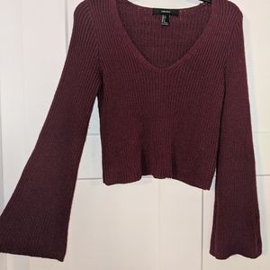 Cropped sweater with bell sleeves
